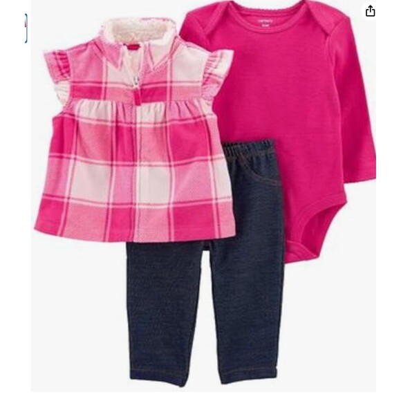 Carter's Baby Girls' 3 Piece Vest Little Jacket Set 12M - Picture 1 of 5